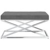 vidaXL Banco de acero inoxidable y terciopelo gris oscuro