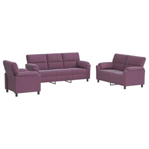 vidaXL Juego de Sof&aacute; 3 pcs Morado Terciopelo