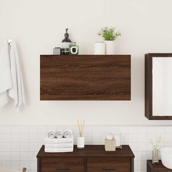 vidaXL Mueble de pared baño madera ingeniería roble marrón 80x25x40 cm