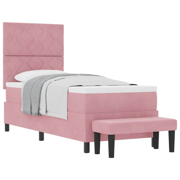 vidaXL Cama tipo Box Spring con colch&oacute;n Rosa 80 x 200 cm Terciopelo