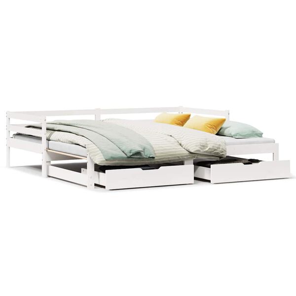 vidaXL Sof&aacute; cama nido con cajones sin colch&oacute;n blanco 90x190 cm