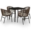 vidaXL Juego de comedor de jard&iacute;n 5 piezas con cojines marr&oacute;n