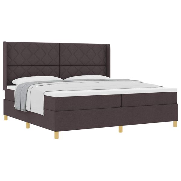 vidaXL Cama tipo Box Spring Marr&oacute;n Oscuro 200 x 200 cm tela
