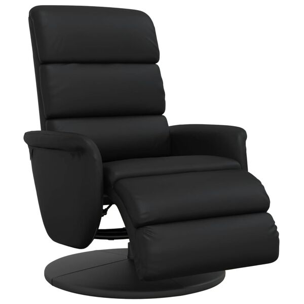 vidaXL Sill&oacute;n reclinable con reposapi&eacute;s cuero sint&eacute;tico negro