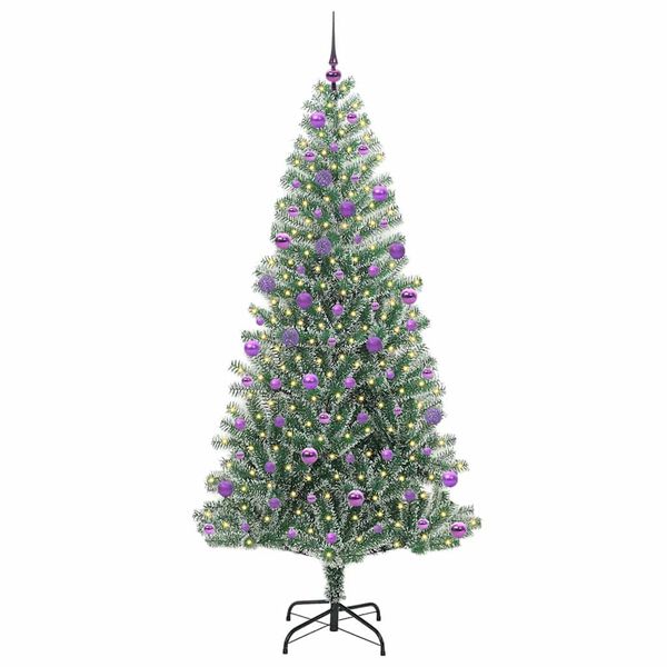 vidaXL &Aacute;rbol de Navidad Artificial Nevado con Luz LED Verde y 210 cm