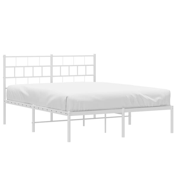 vidaXL Estructura cama sin colch&oacute;n con cabecero metal blanco 140x190cm