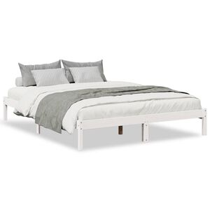 vidaXL Cama extralarga sin colch&oacute;n madera maciza pino blanca 140x220cm