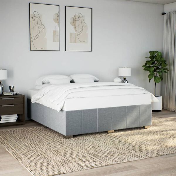 vidaXL Cama sin colch&oacute;n tela gris claro 200x200 cm