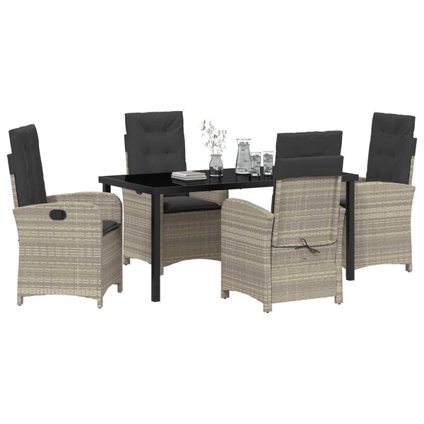 vidaXL Conjunto de Comedor de Jard&iacute;n 5 pcs Gris Claro rat&aacute;n sint&eacute;tico
