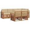 vidaXL Juegos de sof&aacute;s 7 pcs Natural y Beige Madera de Acacia S&oacute;lida
