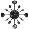 vidaXL Reloj de pared dise&ntilde;o cuchara y tenedor negro 40 cm aluminio
