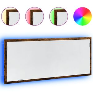 vidaXL Espejo de ba&ntilde;o LED madera ingenier&iacute;a roble ahumado 100x8,5x37cm