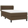 vidaXL Cama box spring con colch&oacute;n tela marr&oacute;n oscuro 90x190 cm