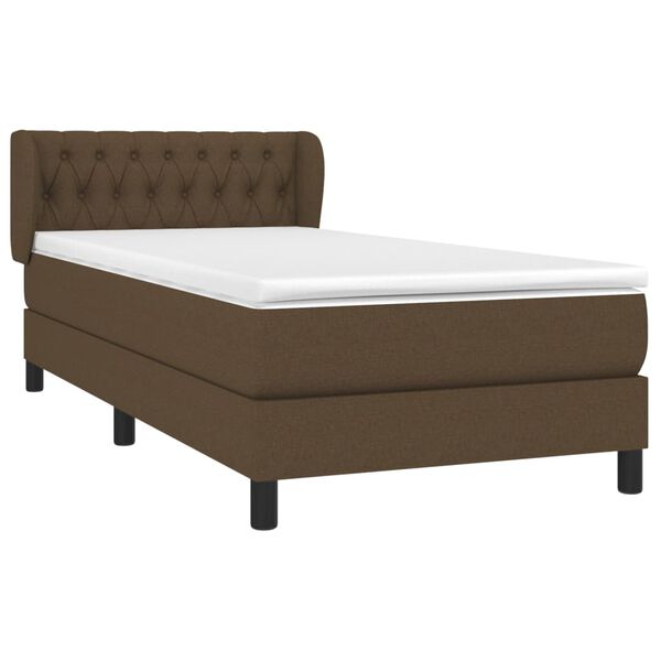 vidaXL Cama box spring con colch&oacute;n tela marr&oacute;n oscuro 90x190 cm