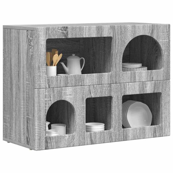 vidaXL Aparador Gris Sonoma 80.5 x 35 x 59 cm Madera de ingenier&iacute;a