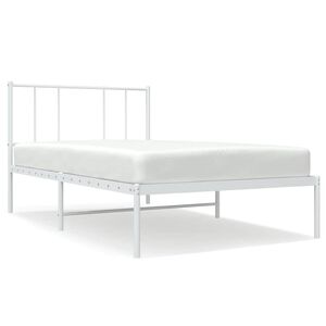 vidaXL Estructura cama sin colch&oacute;n con cabecero metal blanco 80x200 cm