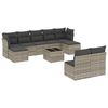 vidaXL Set sof&aacute;s jard&iacute;n 10 pzas con cojines rat&aacute;n sint&eacute;tico gris claro