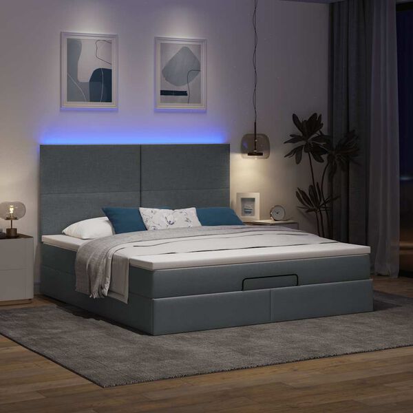 vidaXL Estructura cama otomana colch&oacute;n tela gris oscuro 160x200 cm