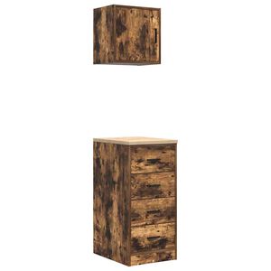 vidaXL Armarios 2 uds para garaje madera ingenier&iacute;a roble ahumado