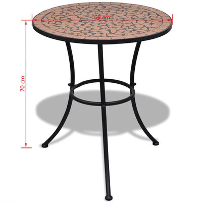vidaXL Set de mesa y sillas de jardín 3 piezas con mosaico terracota