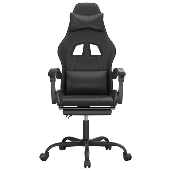 vidaXL Silla gaming con reposapi&eacute;s cuero sint&eacute;tico negro