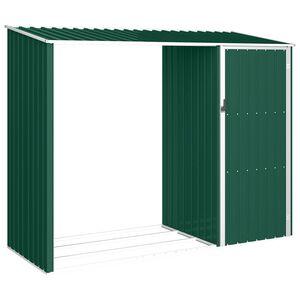 vidaXL Cobertizo jard&iacute;n de le&ntilde;a acero galvanizado verde 245x98x159 cm