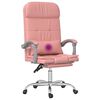 vidaXL Silla de oficina reclinable masaje cuero sintético rosa