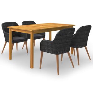 vidaXL Juego de comedor para jard&iacute;n 5 piezas negro