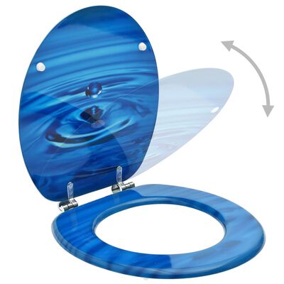 vidaXL Asiento WC y tapa MDF azul diseño gotas de agua