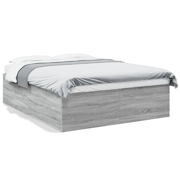 vidaXL Estructura de cama madera de ingenier&iacute;a gris Sonoma 160x200 cm