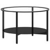 vidaXL Mesa de centro vidrio templado negro y transparente 70 cm