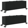 vidaXL Jardineras con ruedas 2 uds rat&aacute;n sint&eacute;tico negro 107x32x38 cm
