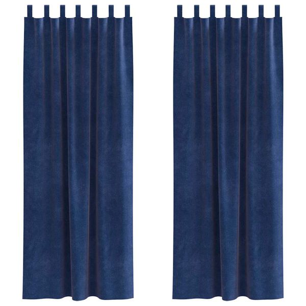 vidaXL Cortinas opacas 2 pcs Azul Oscuro 140 x 260 cm Terciopelo