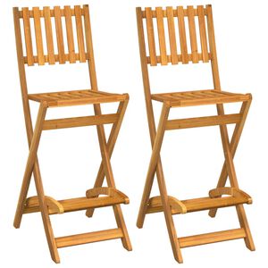 vidaXL Taburetes altos de jard&iacute;n plegables 2 uds madera maciza acacia