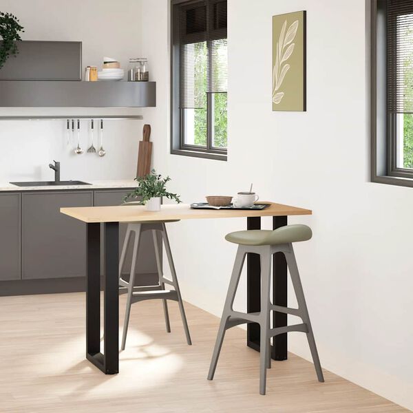 vidaXL Patas para mesa de bar en forma de U (2 unidades), color negro, 50 x (90-91) cm, acero