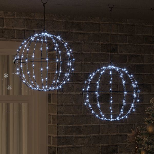 vidaXL Bola con 192 LED 2 pcs fr&iacute;o 40,5 x 40,5 x 42 cm Metal