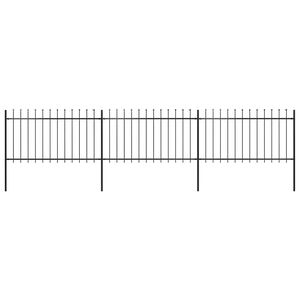 vidaXL Valla de jard&iacute;n con punta de lanza de acero 537x100 cm negra