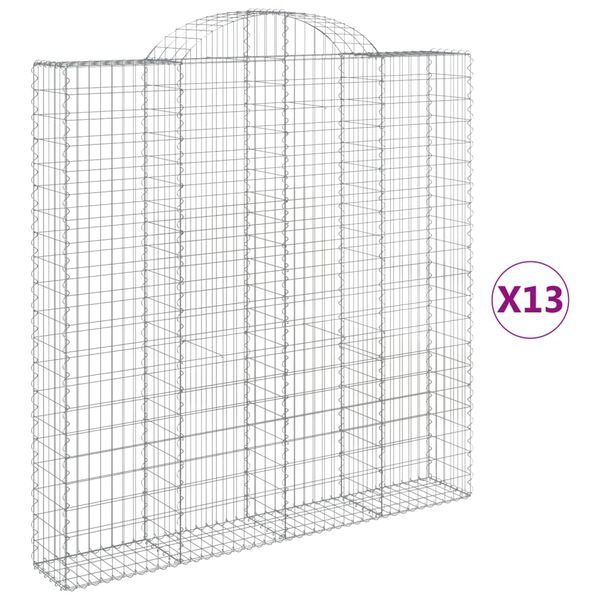 vidaXL Cestas de gaviones 13 uds forma de arco hierro 200x30x200/220cm