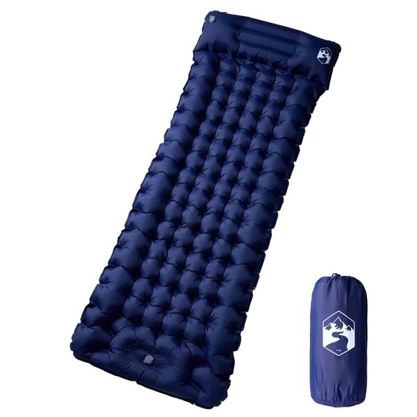 vidaXL Colch&oacute;n de camping autoinflable con almohada 1 persona azul