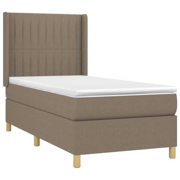 vidaXL Cama box spring con colch&oacute;n tela gris taupe 90x200 cm