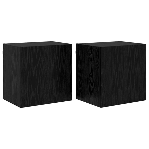 vidaXL Gabinetes de pared para TV 2 pcs Roble Negro 40,5x30x40cm