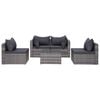 vidaXL Set de muebles de jard&iacute;n y cojines 5 pzas. rat&aacute;n sint&eacute;tico gris