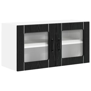 vidaXL Armario de vidrio para pared LUCCA Roble Negro 80 x 31 x 40 cm