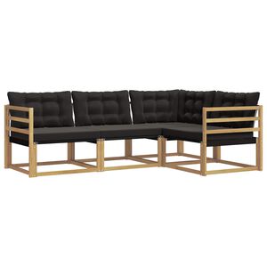 vidaXL Conjunto de sof&aacute;s de exterior con coj&iacute;n 4 pcs Blanco y Negro