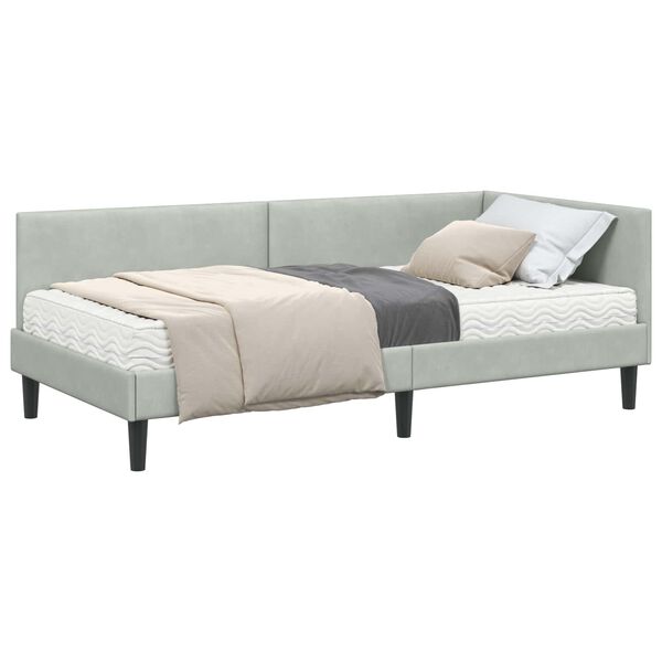 vidaXL Estructura de Cama Esquina con Colch&oacute;n Otro 2 pcs Gris claro