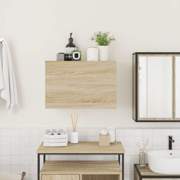 vidaXL Mueble de pared ba&ntilde;o madera ingenier&iacute;a roble Sonoma 60x25x40 cm