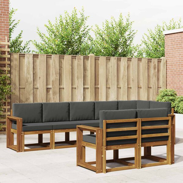 vidaXL Conjunto de sof&aacute;s de exterior 8 pcs Natural y Antracita