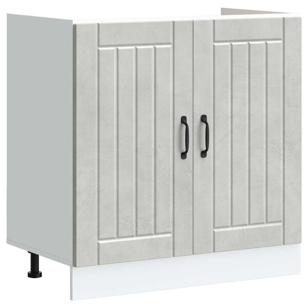 vidaXL Mueble Bajo para Fregadero con puerta Lucca 2 pcs Gris Concreto