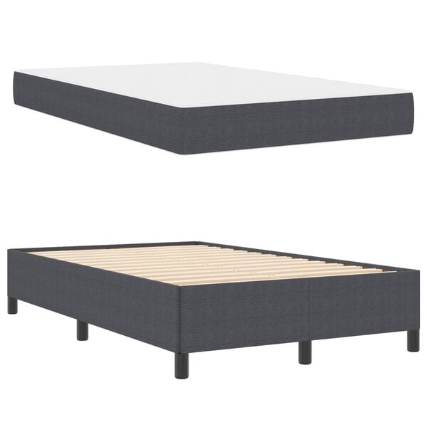 vidaXL Estructura de cama con colch&oacute;n Gris oscuro 120 x 200 cm tela