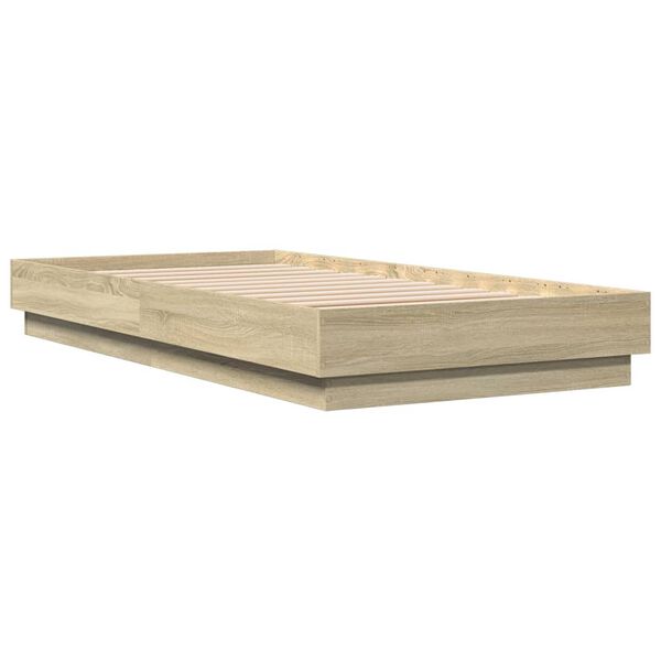vidaXL Estructura de cama sin colch&oacute;n madera roble Sonoma 75x190 cm